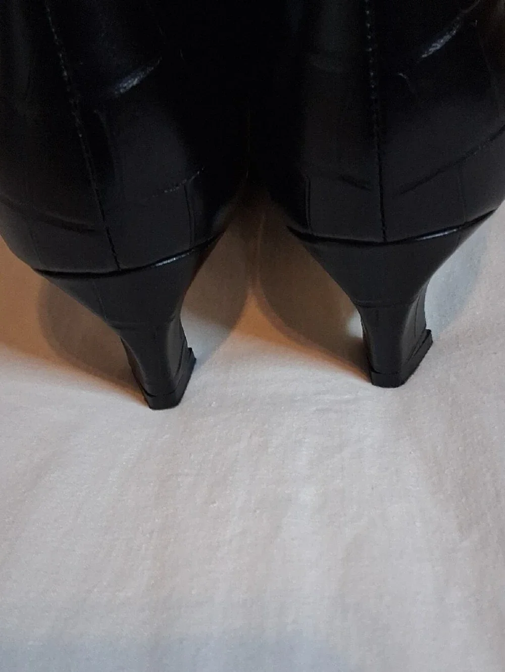 Michael Kors Black Croc-Embossed Square-Toe Ankle Booties